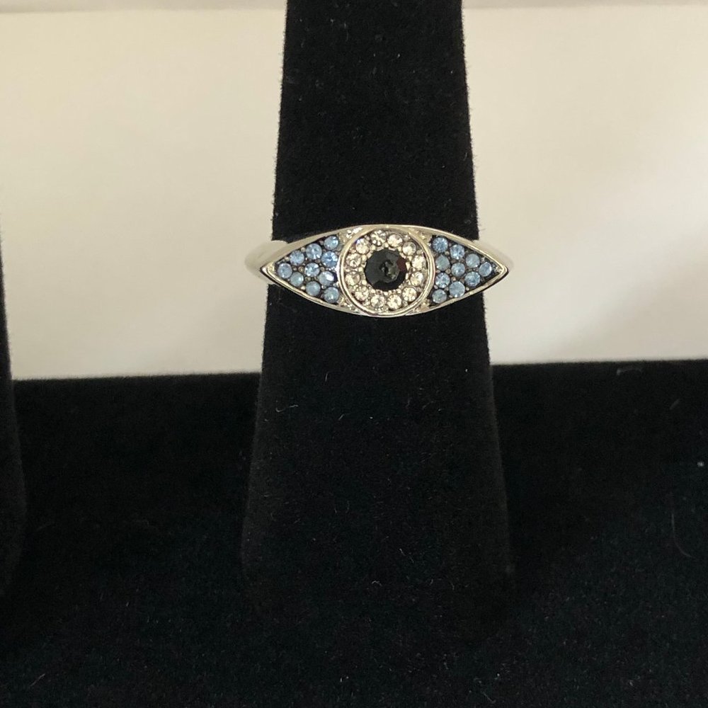 Boho Silver Evil Eye Rhinestone Ring
